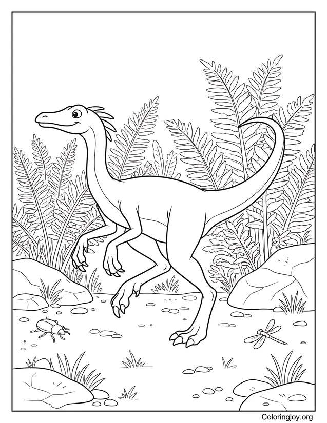 Pequeños Pasos De Compsognathus Para Colorear