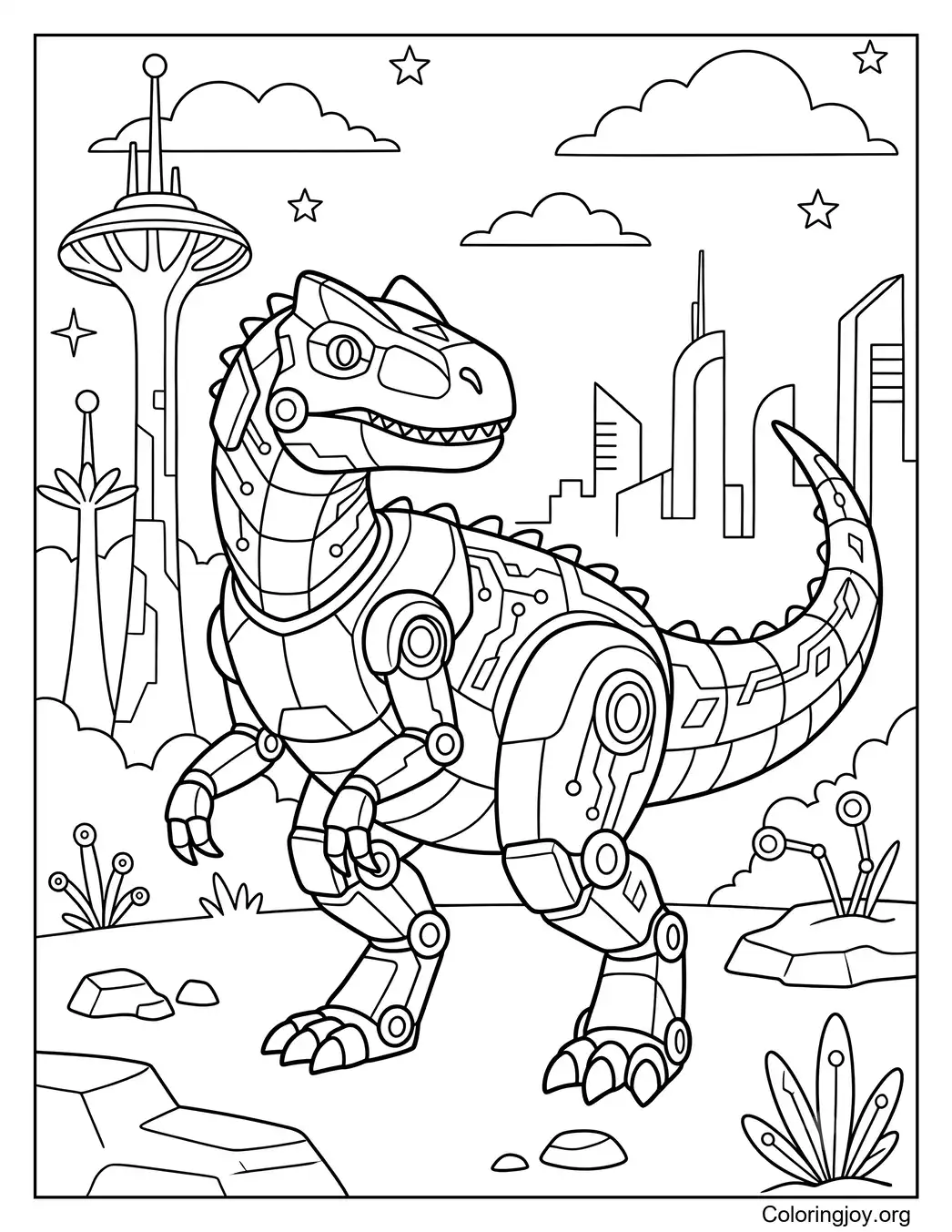 Robot/mecha Allosaurus versión futurista