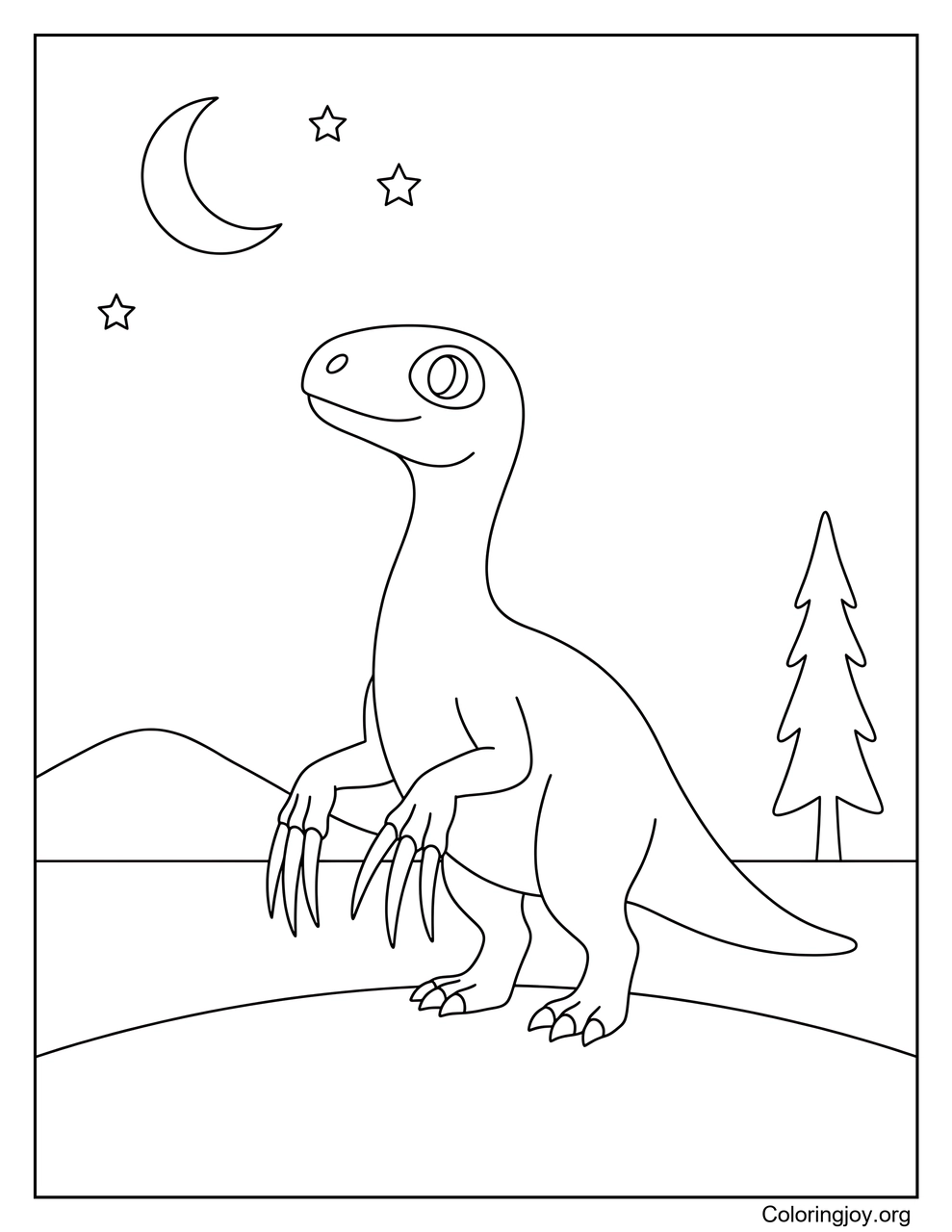 Therizinosaurus bajo la escena de la luz de la luna