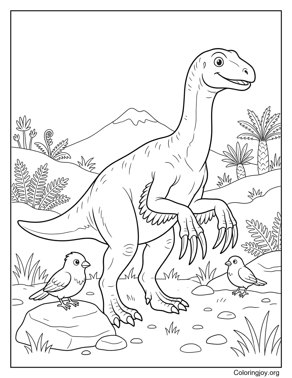 Therizinosaurus con pajarito
