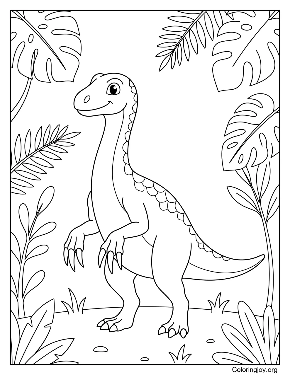 Escena de la selva prehistórica del Therizinosaurus