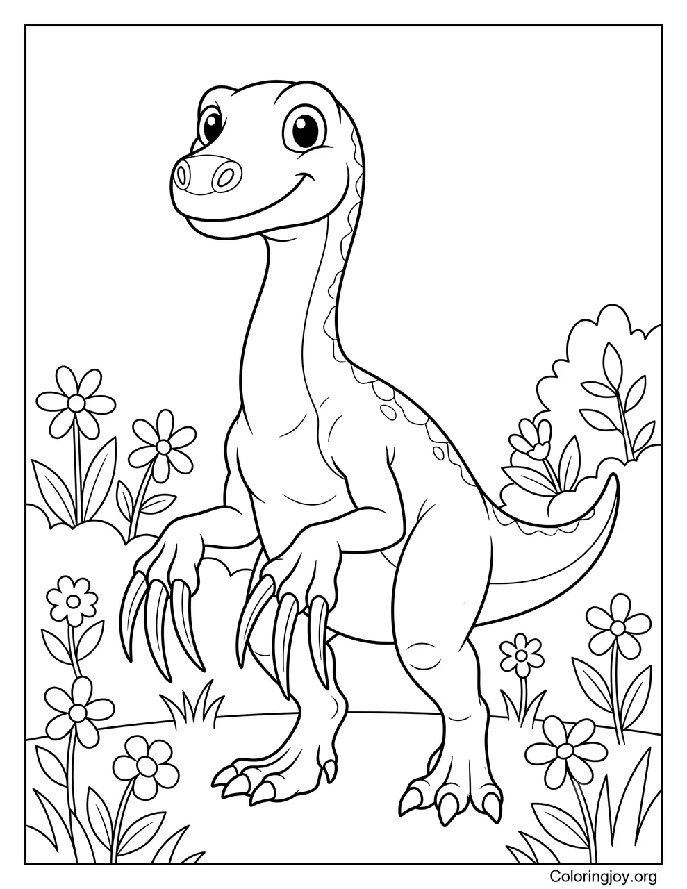 Jardín de flores de primavera Therizinosaurus