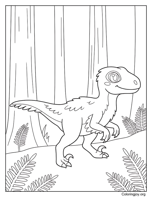 Utahraptor caminando por un denso bosque