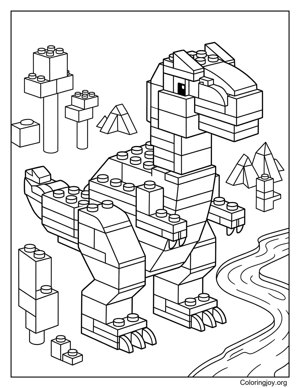 Versión de bloques de construcción Allosaurus estilo Lego