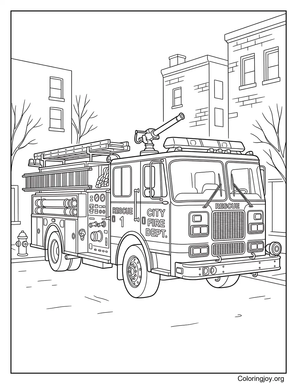 Fire Truck Coloring Pages for Adults