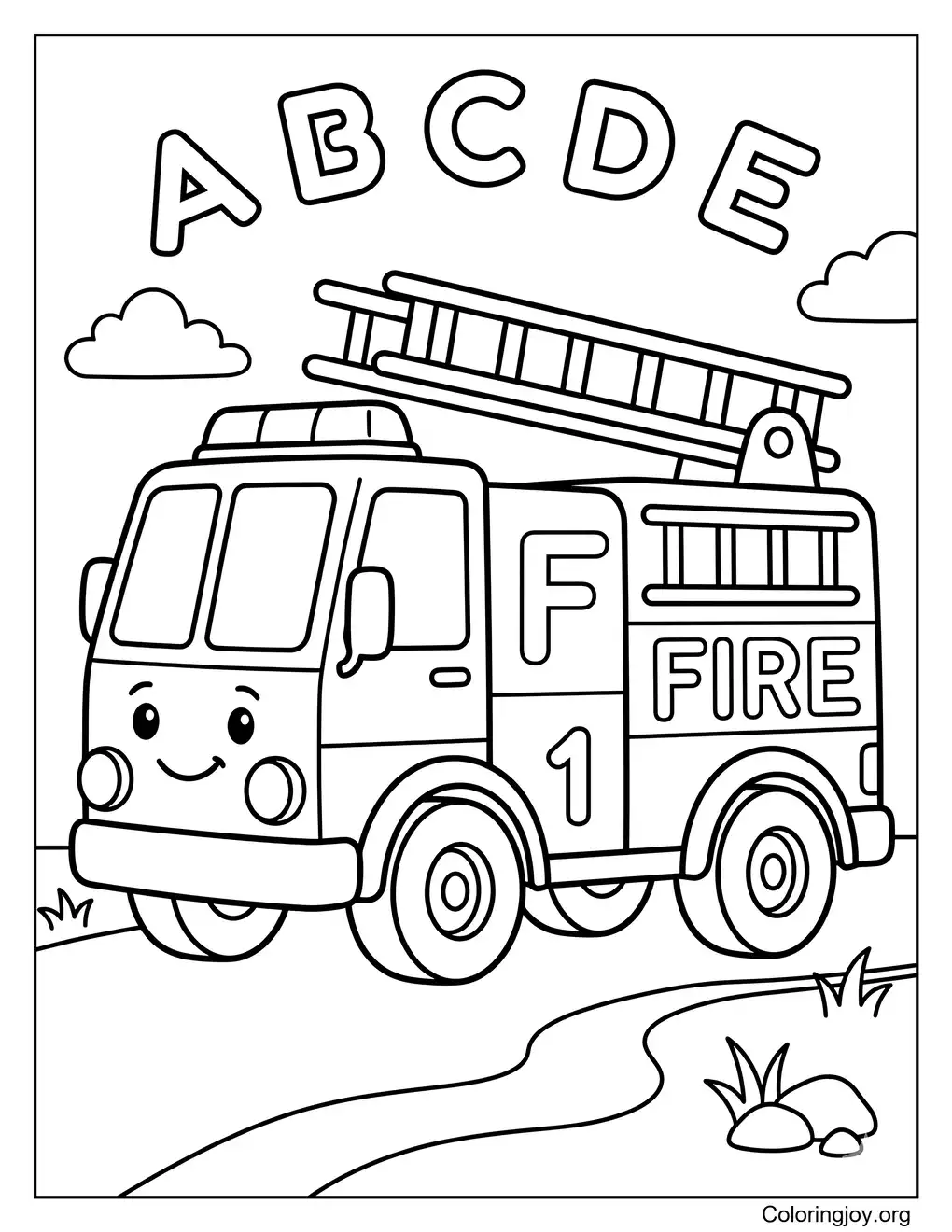 Fire Truck Coloring Pages for Preschoolers