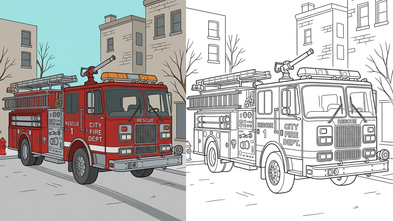 Free Printable Fire Truck Coloring Pages PDF for Kids