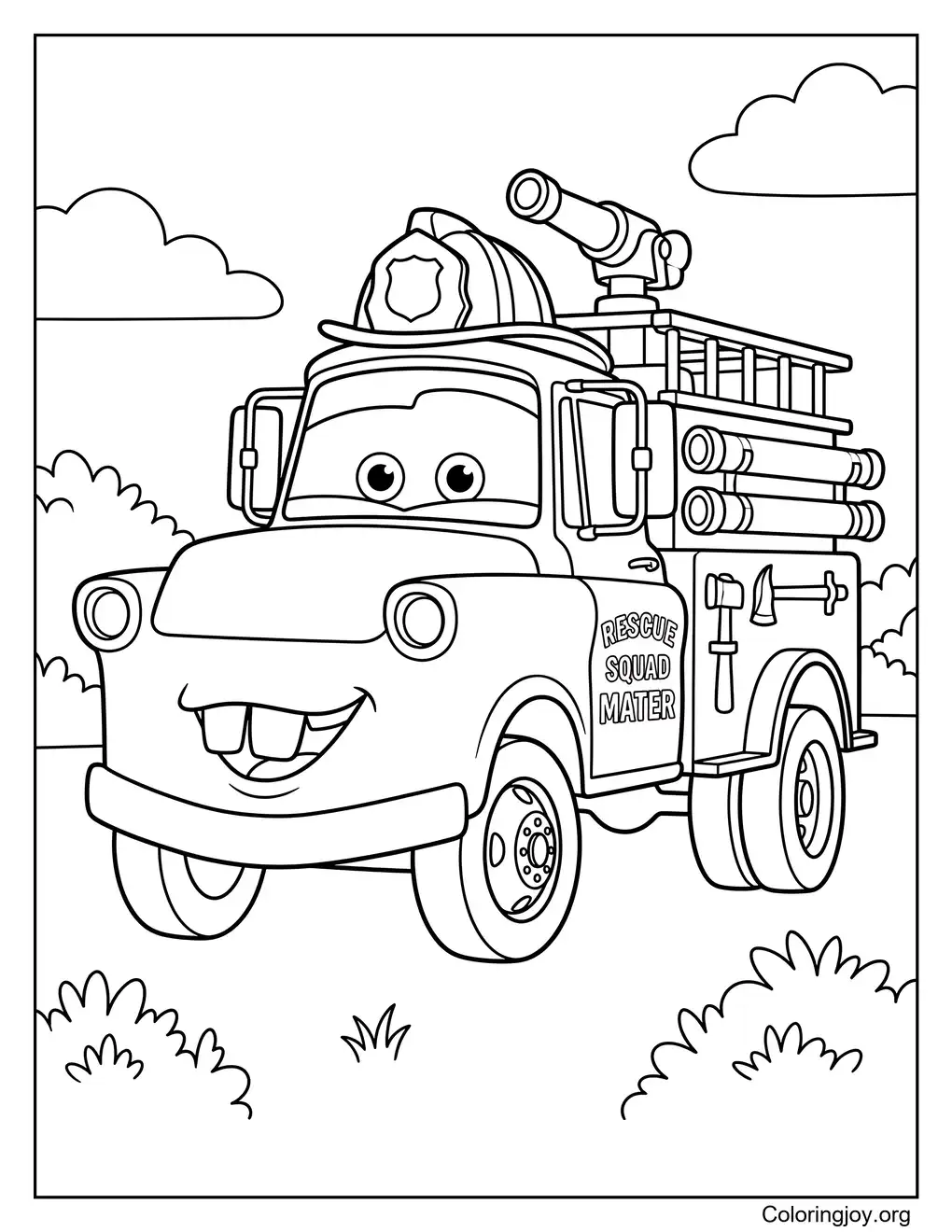 Fire Truck Mater Coloring Page