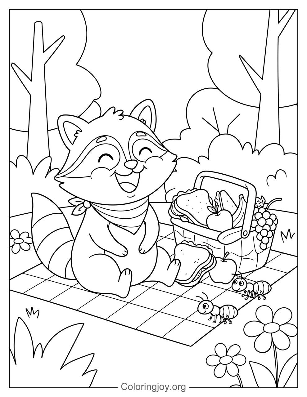 Funny Raccoon Coloring Page