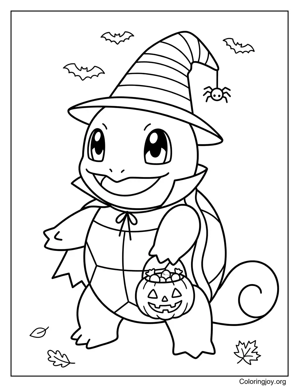 Halloween themed Squirtle printable coloring page