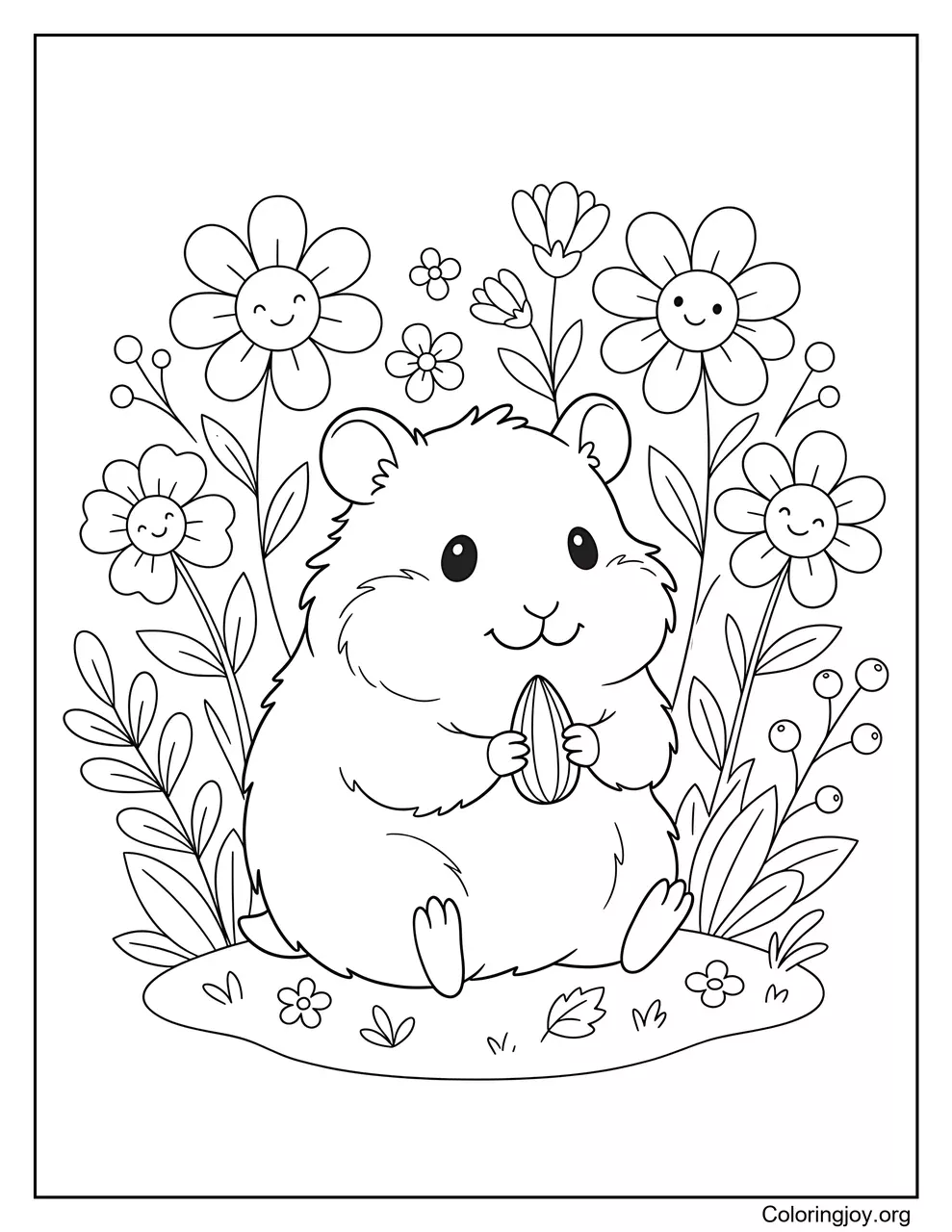 Page de livre de coloriage de hamster