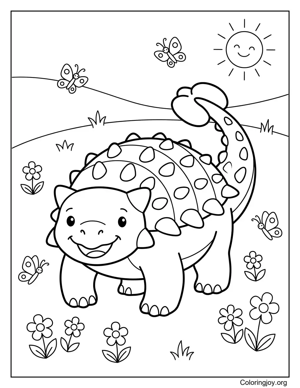 Happy Coloring With Ankylosaurus