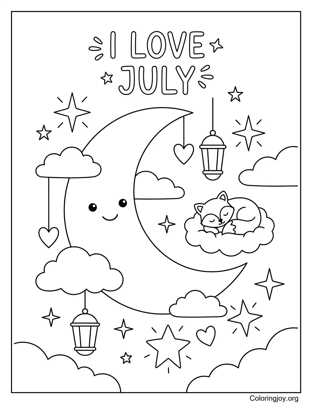July Moon and Stars