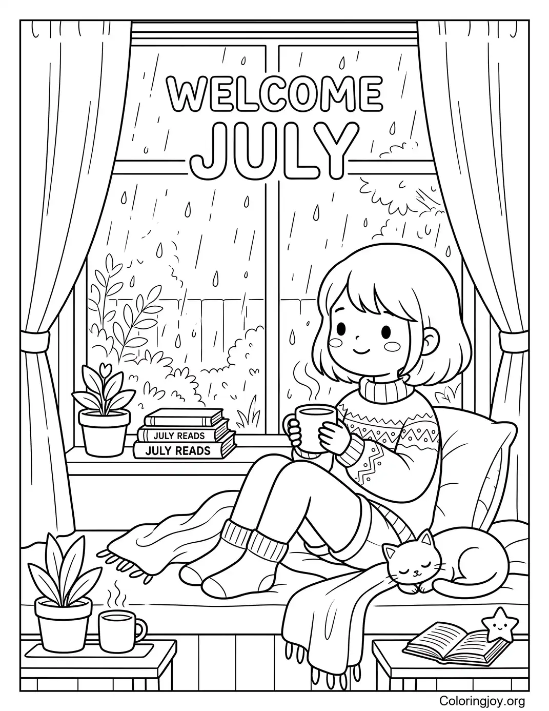 July Rainy Window Coffee Moment