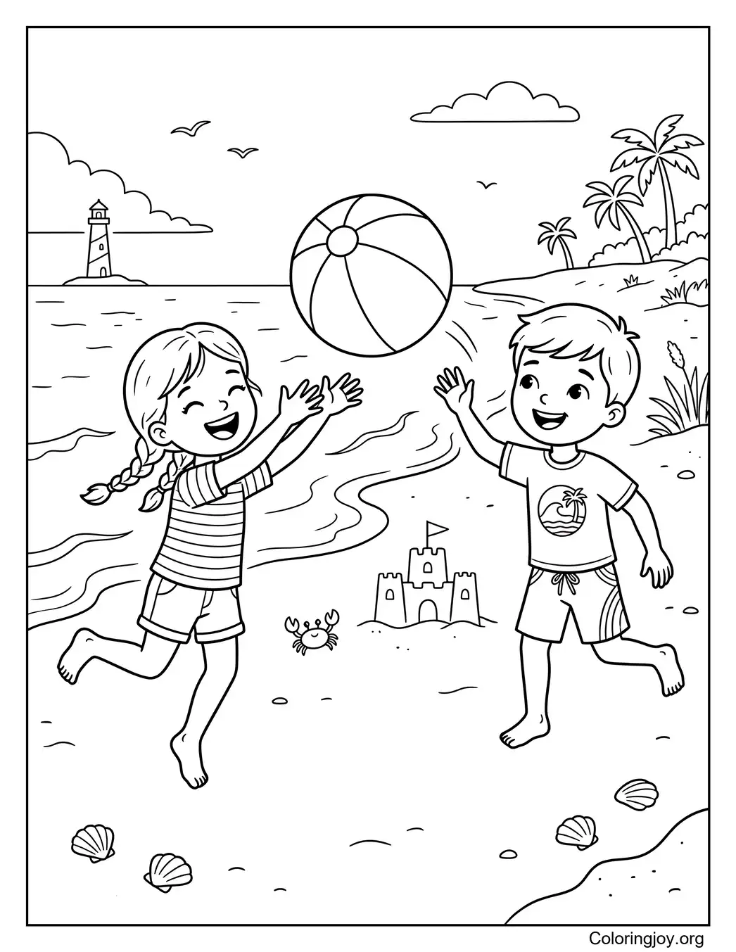 Kinderen spelen vangst met strandbal