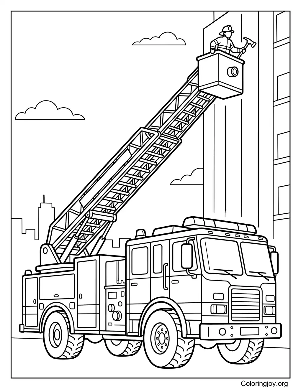 Ladder Fire Truck Coloring Page
