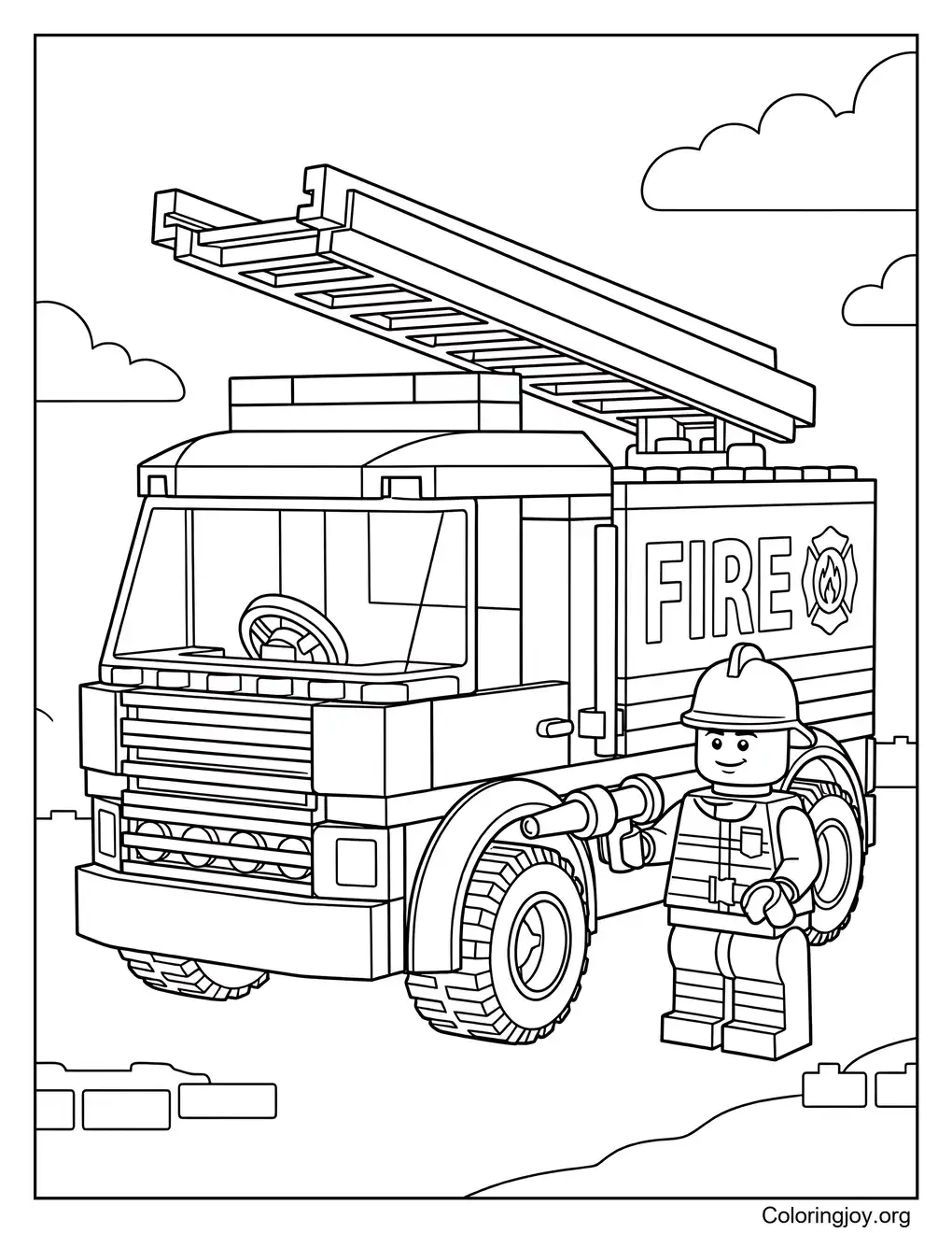 Lego Fire Truck Coloring Page