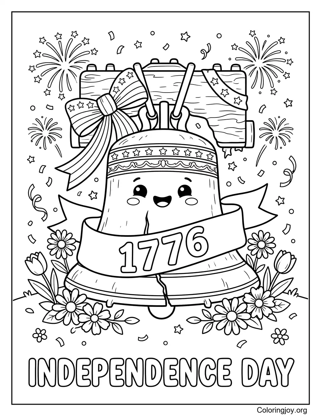 Liberty Bell 4th of July Coloring Page