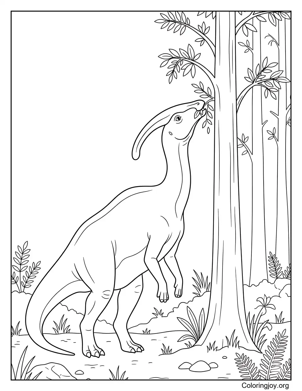 Parasaurolophus Eating Leaves from Tall Trees