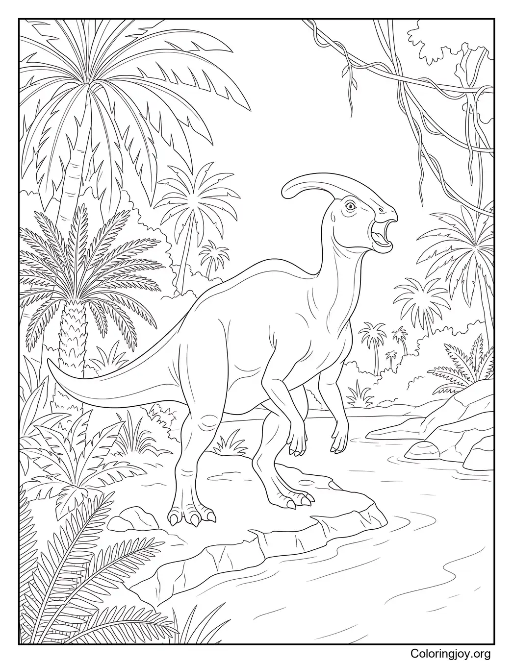 Parasaurolophus Roaring in the Jungle