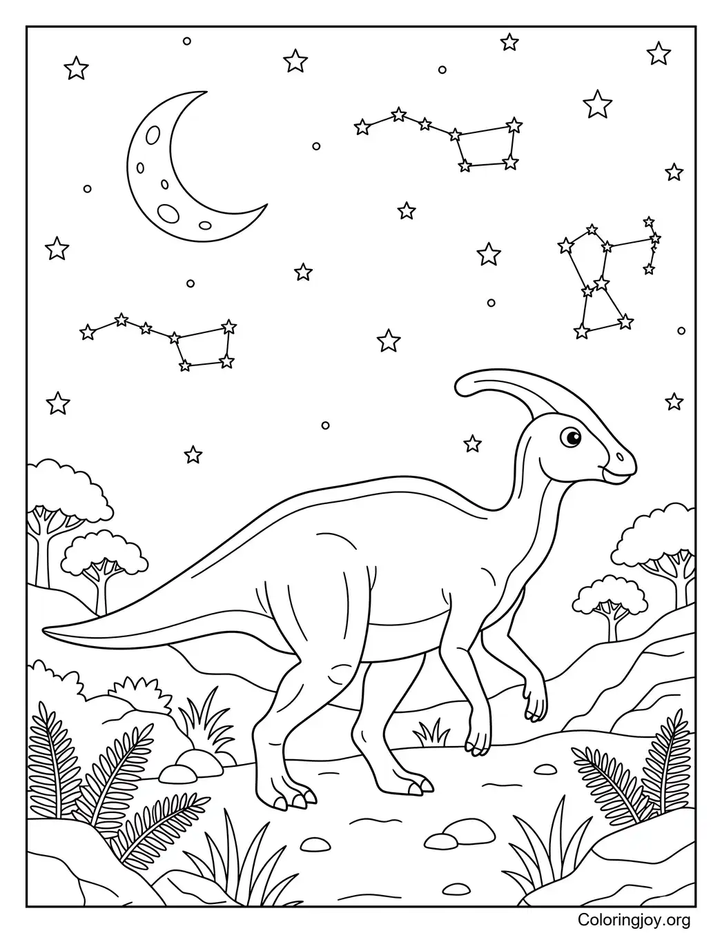 Parasaurolophus Under the Stars