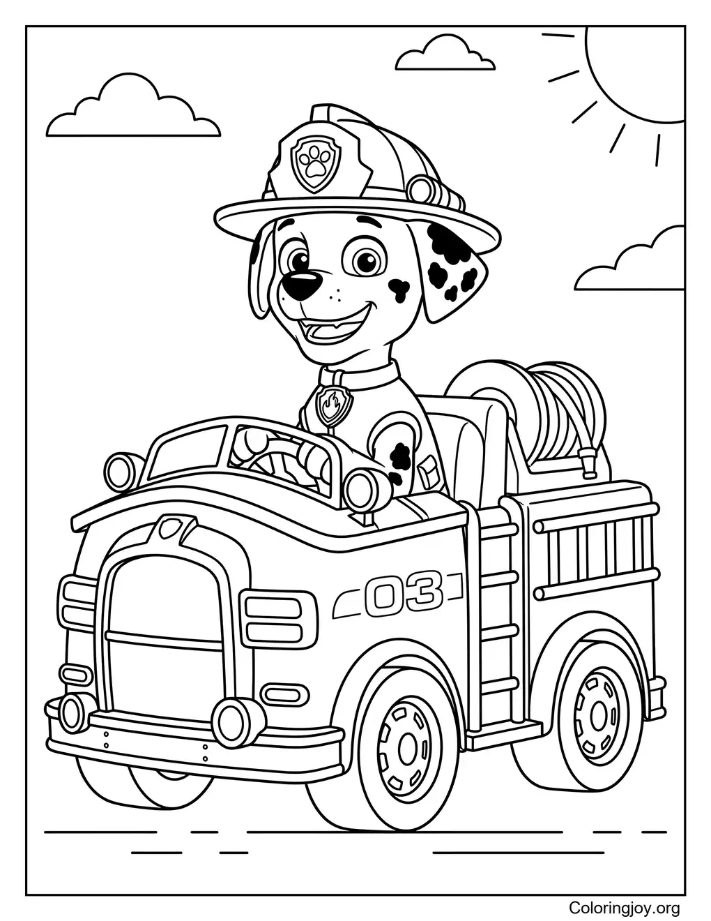 Paw Patrol Marshall Fire Truck Coloring Page