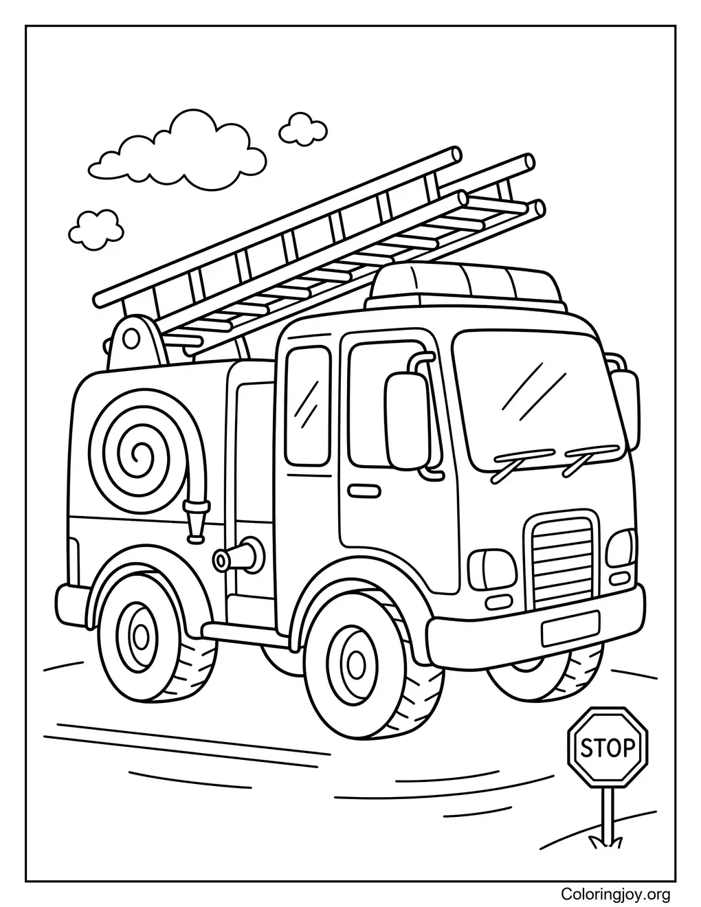 Printable Fire Truck Coloring Sheets for Kids