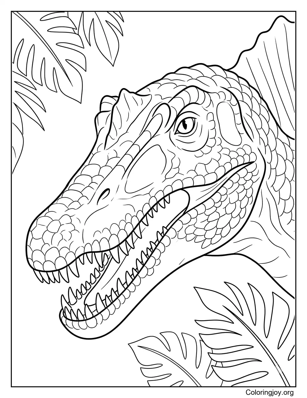 Realistic Spinosaurus Head Coloring Page