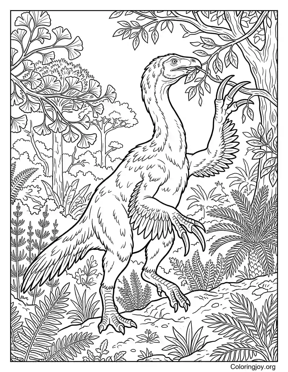 Scène d'alimentation réaliste du Therizinosaurus