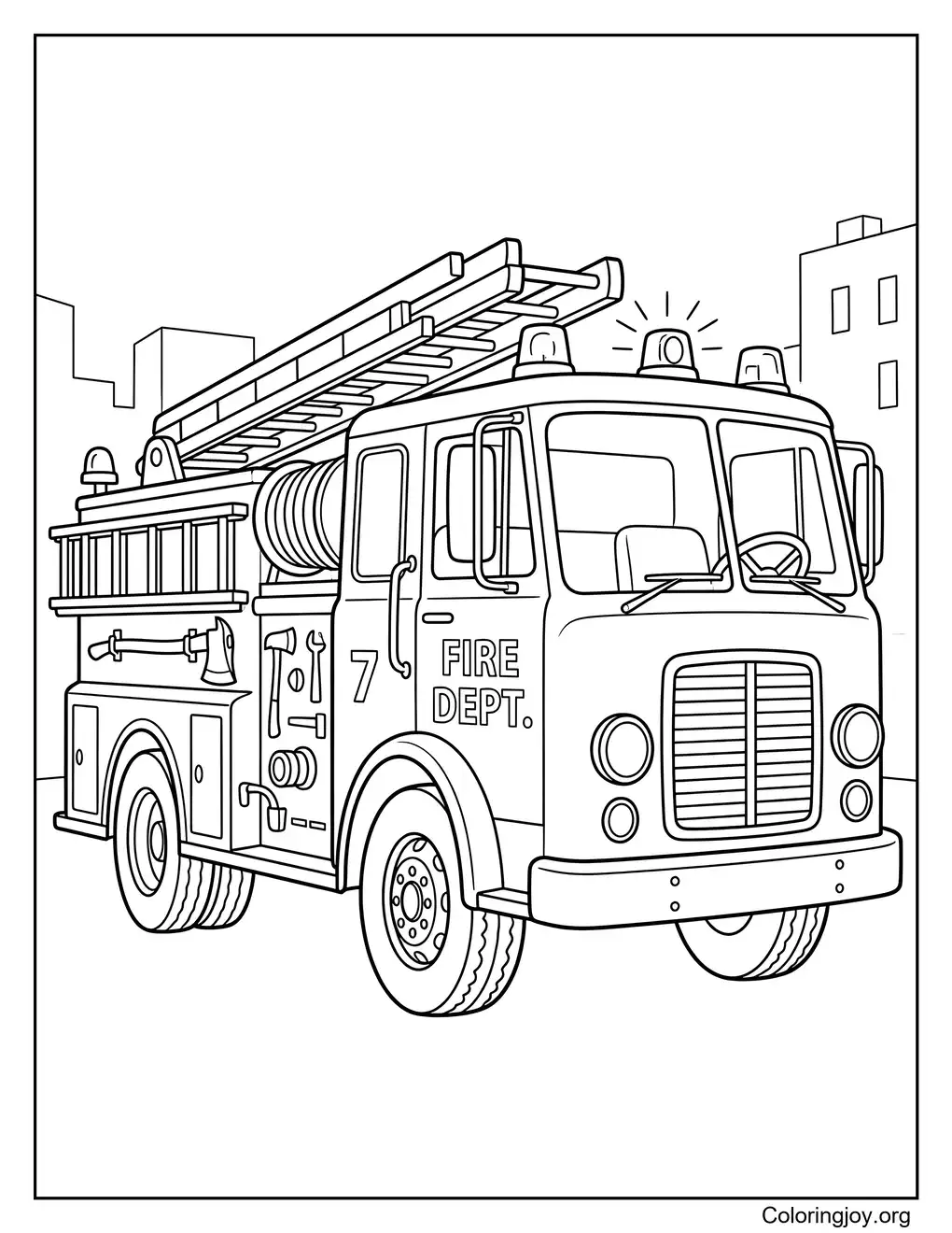 Red Fire Truck Coloring Page