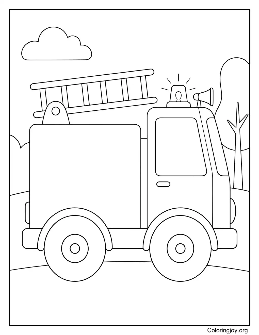 Simple Fire Truck Coloring Page