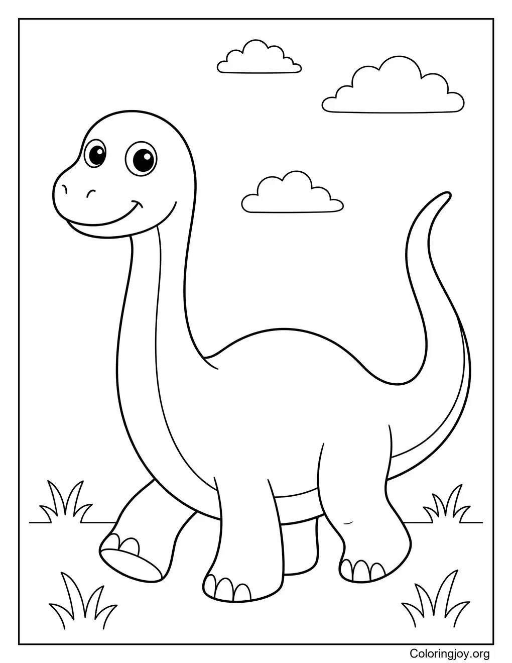 Simple printable Diplodocus outline for preschool kids