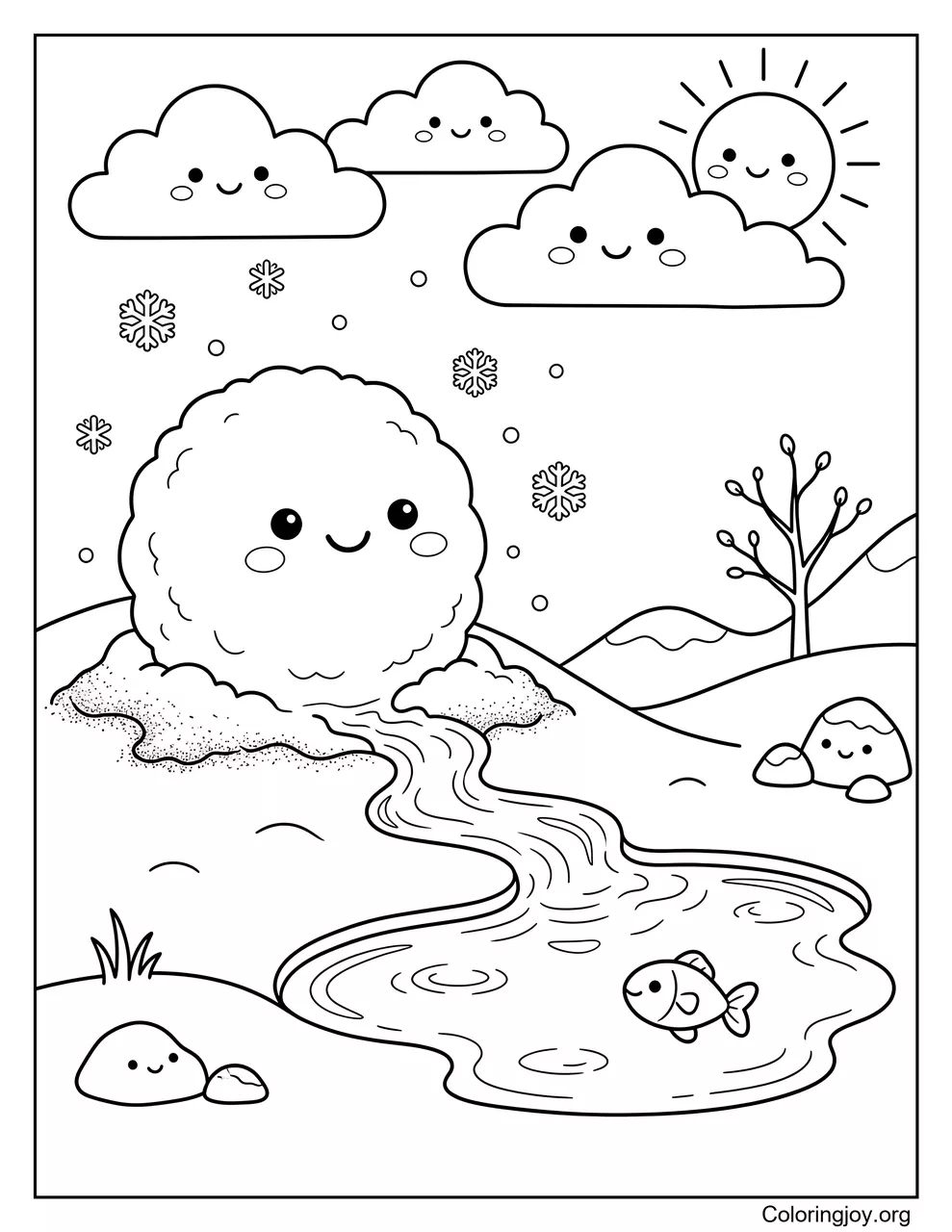 Schnee schmilzt zu Wasser
