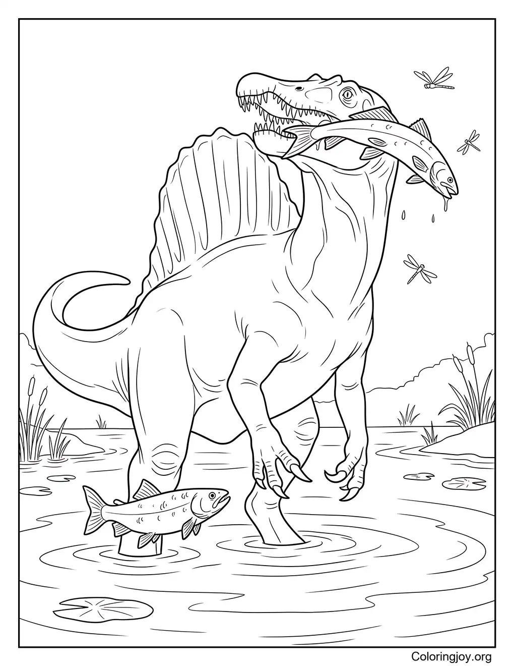 Ausmalbilder zum Thema Angeln Spinosaurus River Adventure