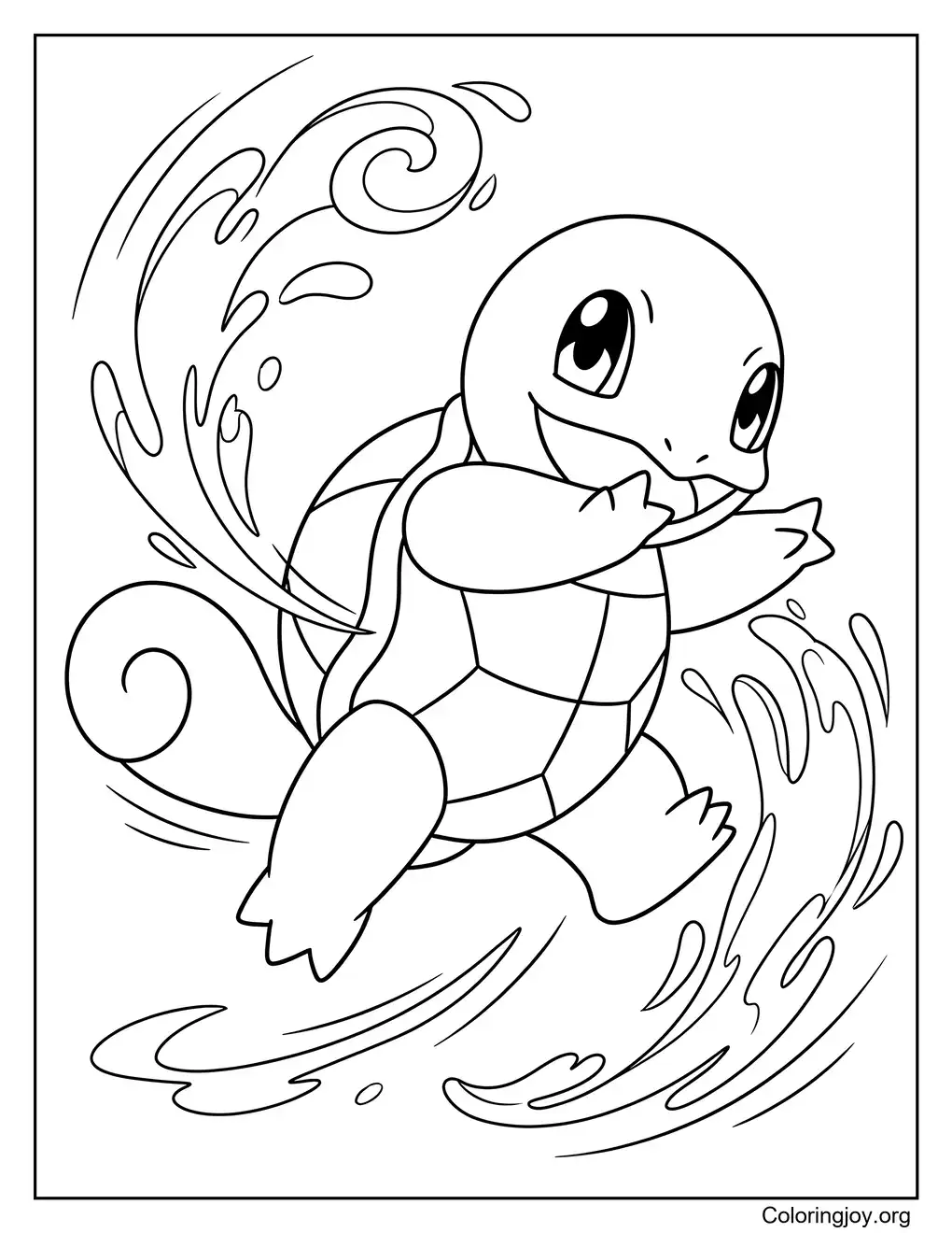 Action pose Squirtle coloring sheet