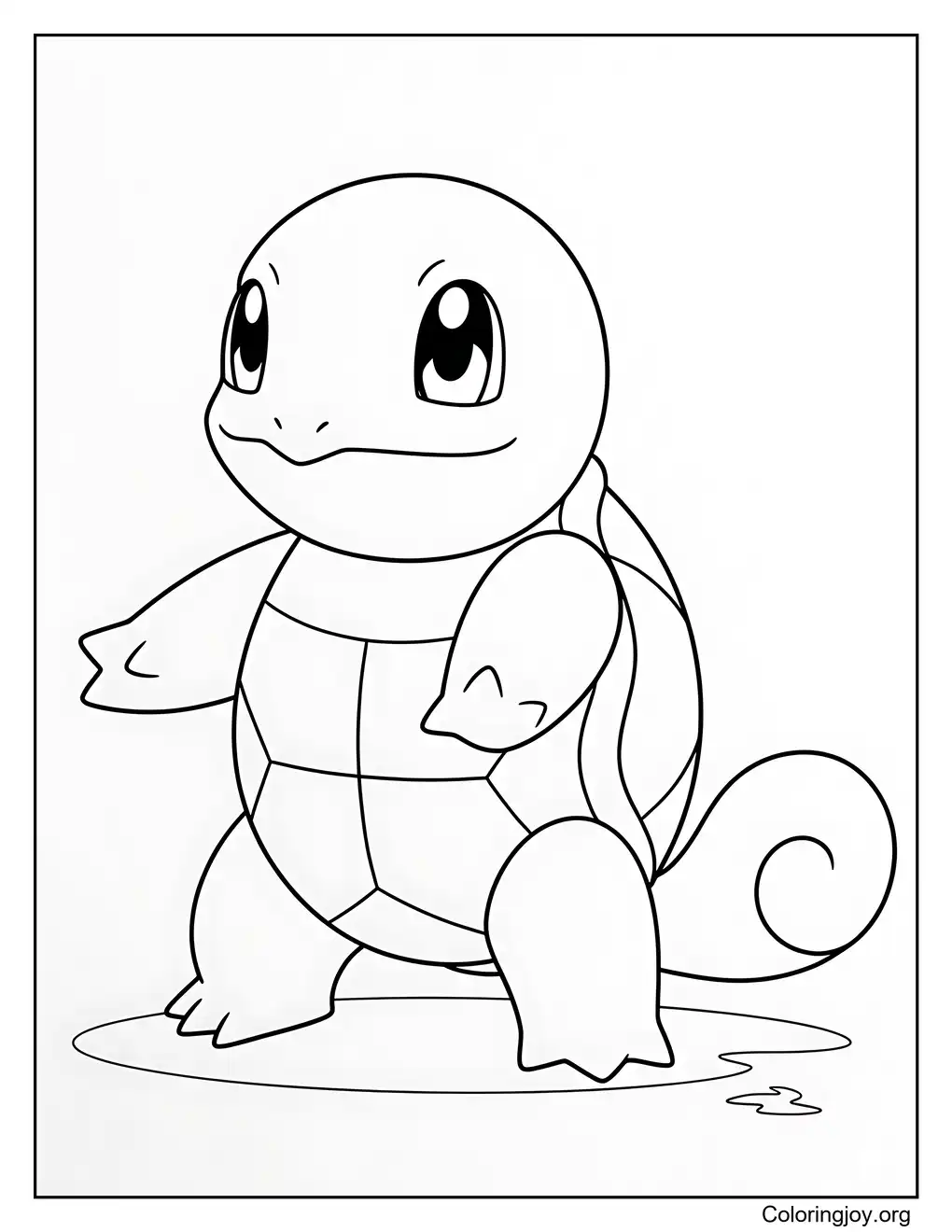 Cartoon outline Squirtle coloring printable page