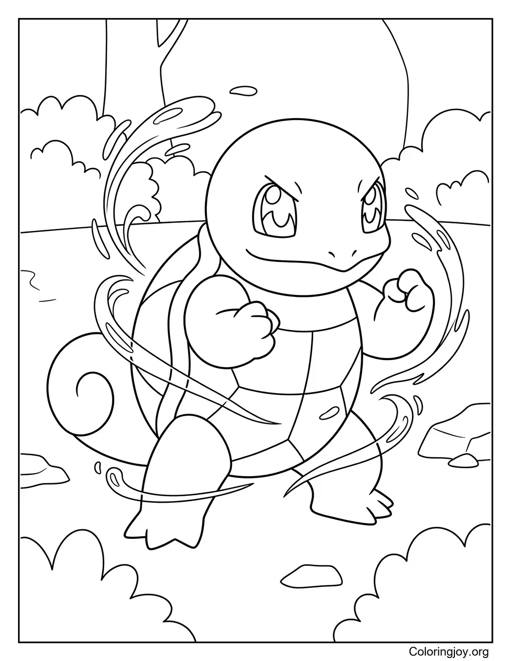 Battle stance Squirtle printable coloring picture