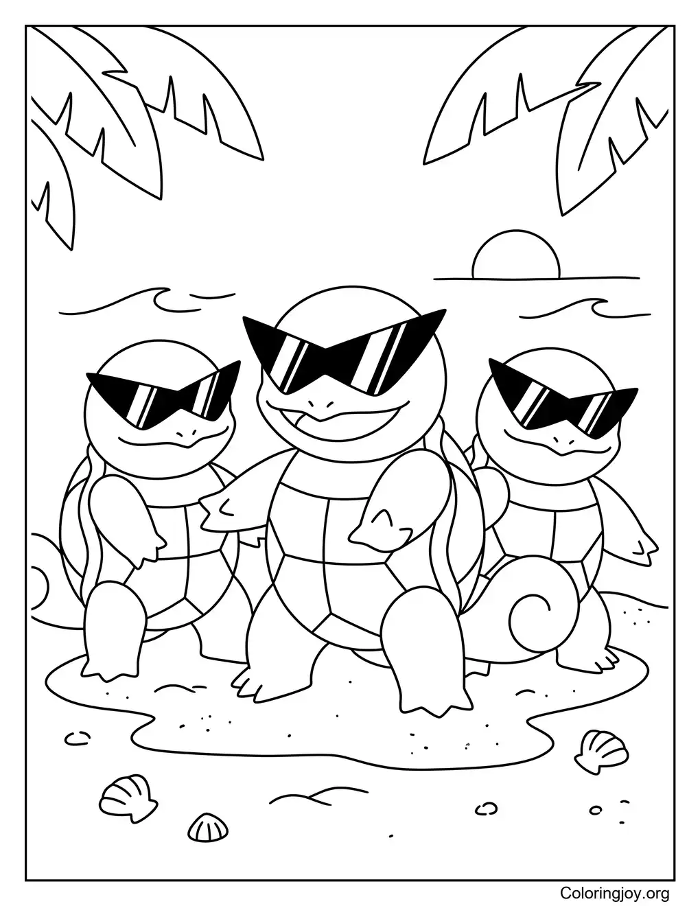 Squad themed Squirtle coloring page printable