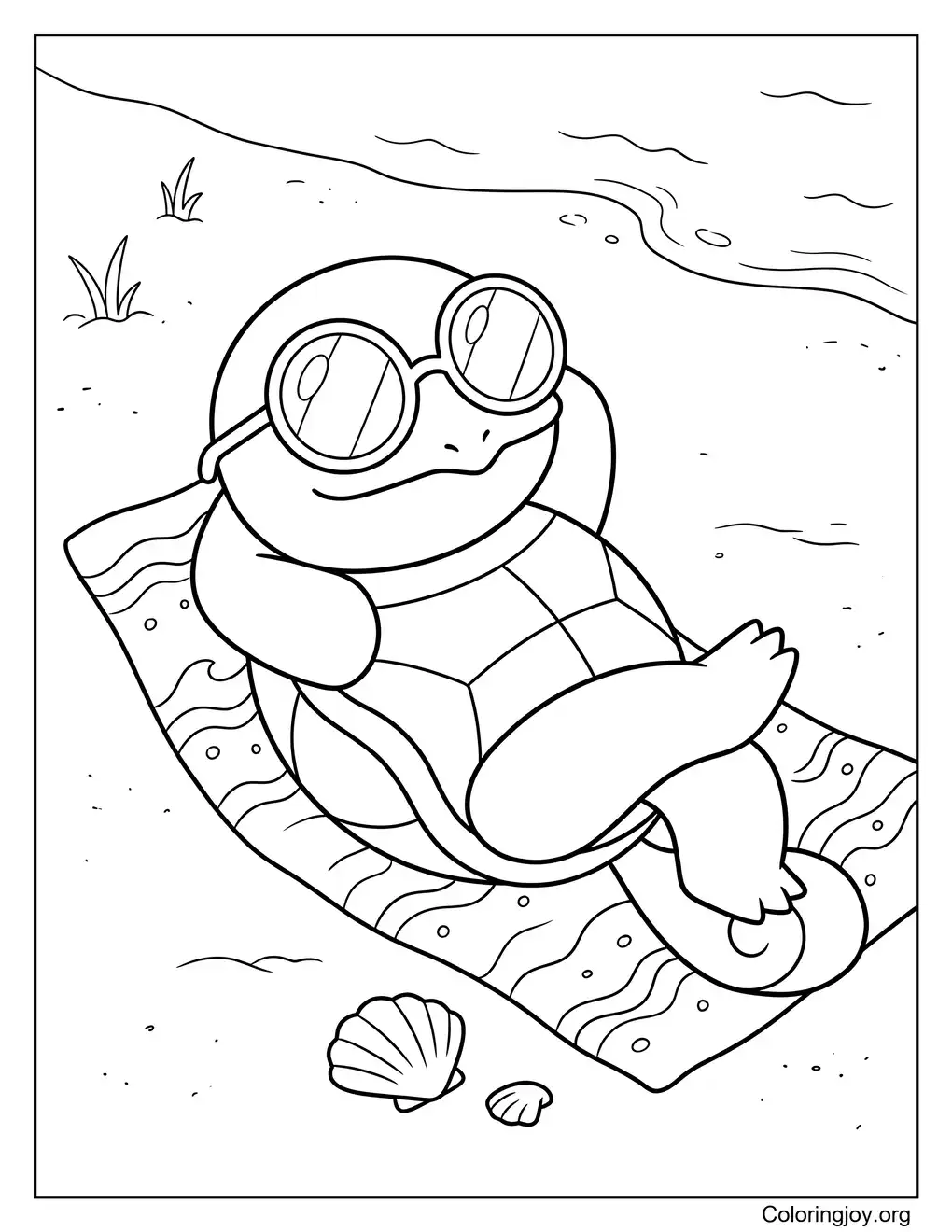 Sunglasses fun Squirtle coloring printable