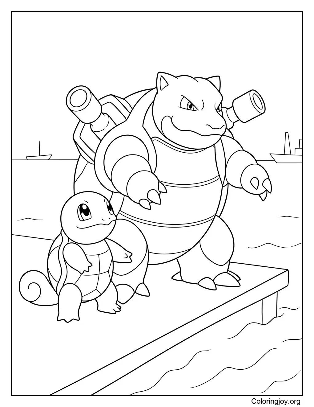 Blastoise evolution Squirtle themed coloring sheet