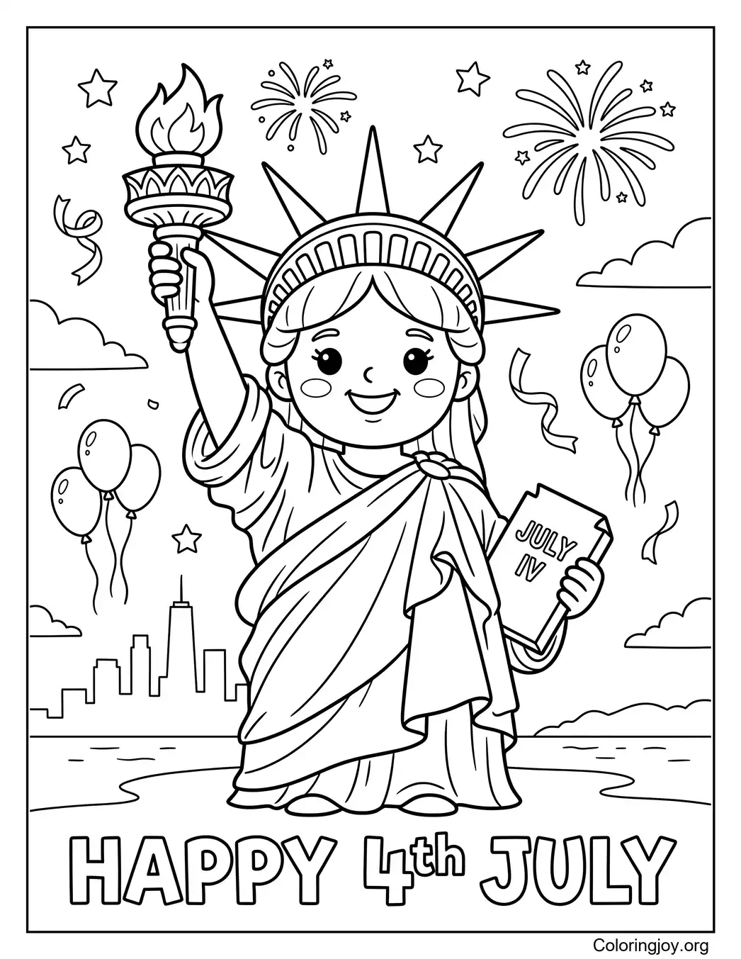 Statue of Liberty Cartoon Coloring Page