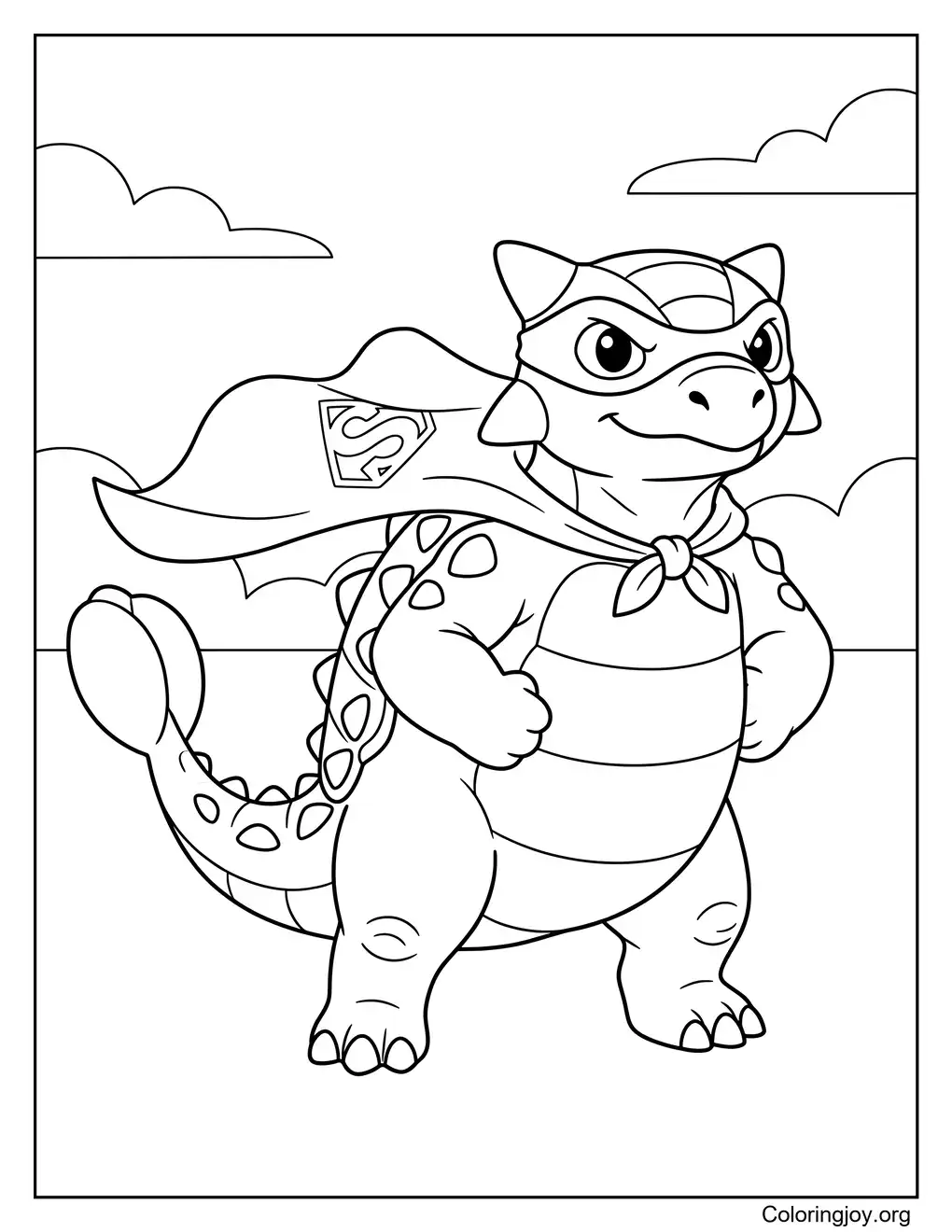 Superhero Ankylosaurus Coloring Fun