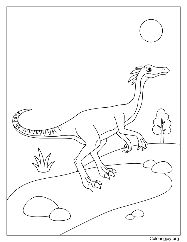 Sweet Compsognathus Walking Coloring Page