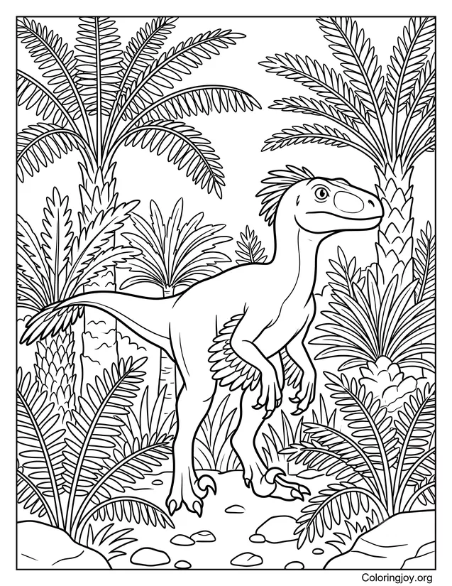 Utahraptor unter Riesenfarnen