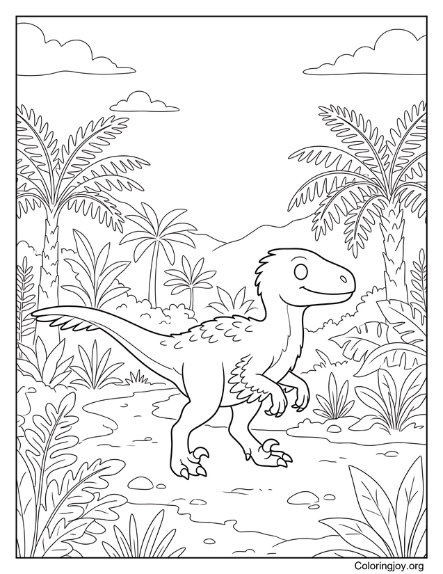 Utahraptor in einem Farntal