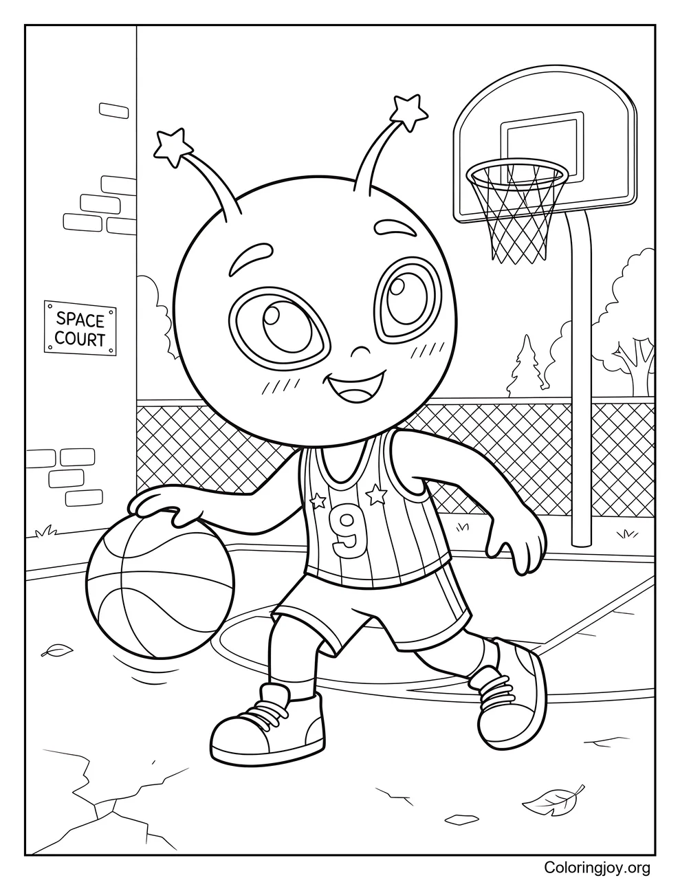 Alien Playing Basketball
