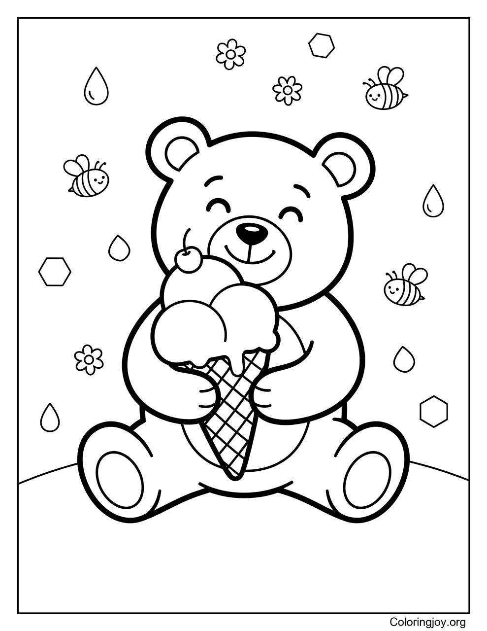 Ice Cream Cone Coloring Pages for Kids and Adults