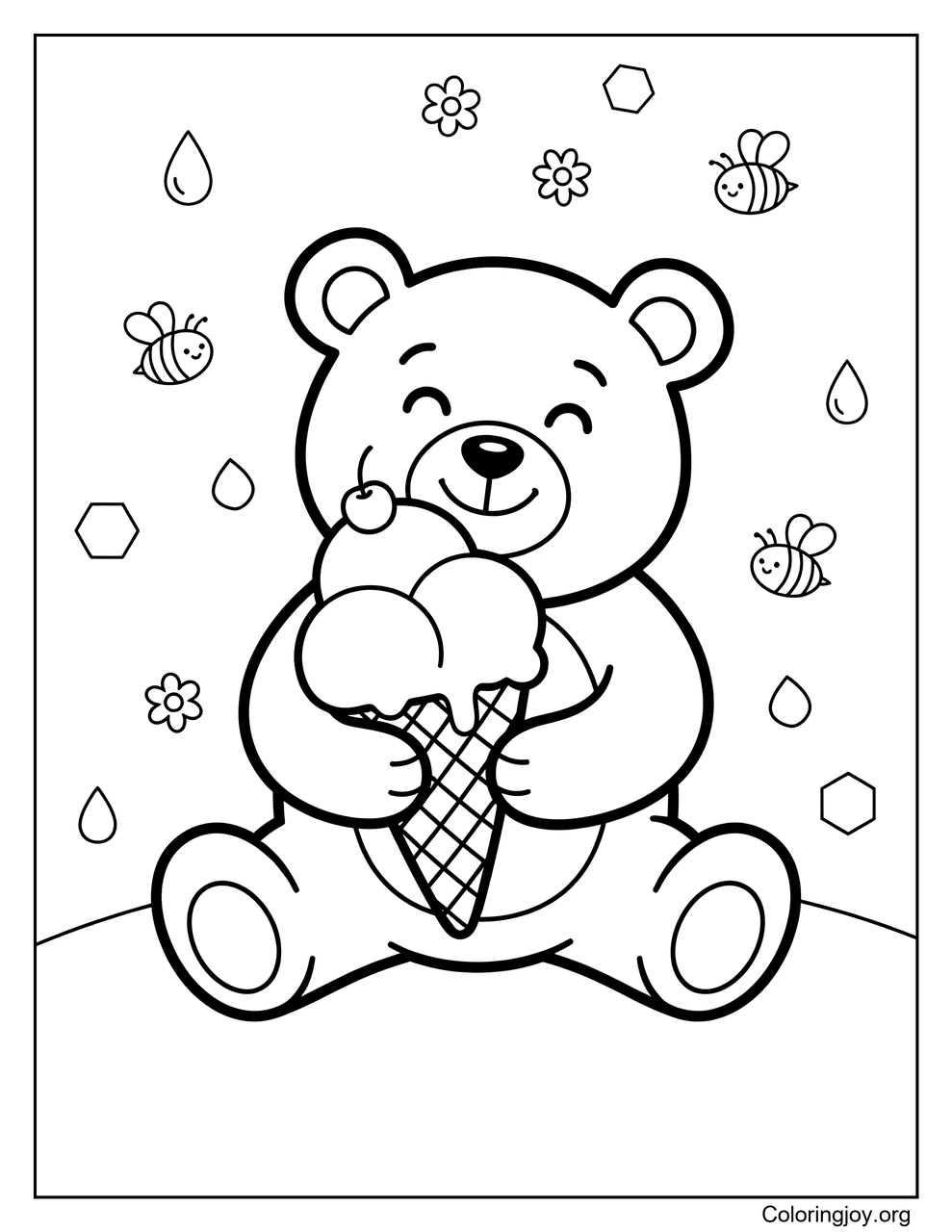 A Bear Holding a Giant Ice Cream Cone