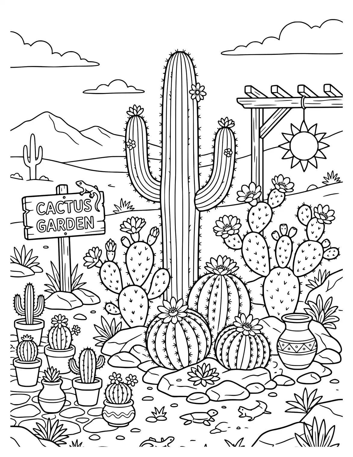 Realistic saguaro cactus in the desert.
