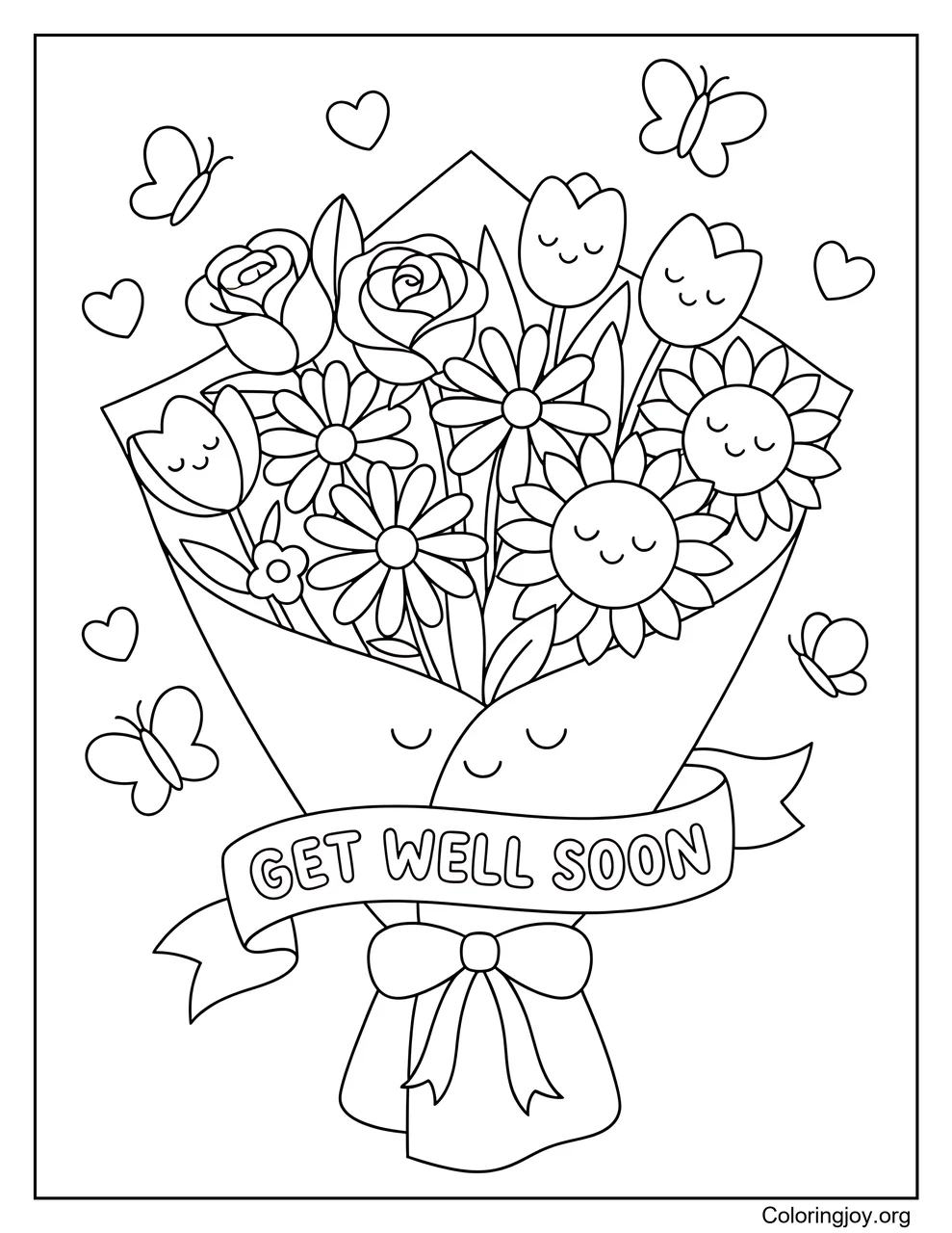 Bouquet of Flowers with Get Well Soon